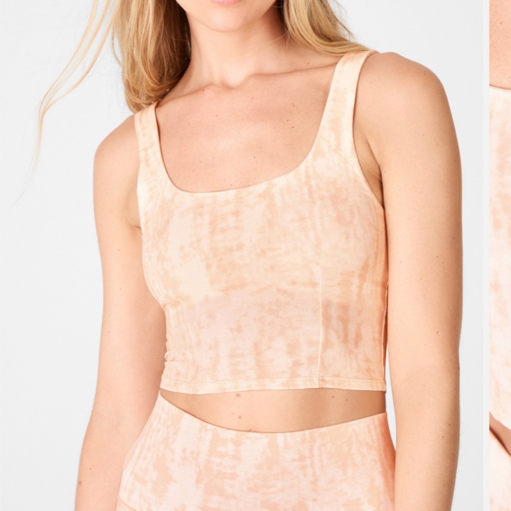 Fabletics peach shibori stripe sports bra